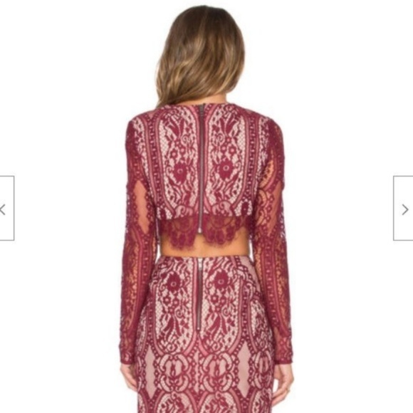 Stylestalker Lace Vivid Crop Top in Rouge Size S - Picture 3 of 7